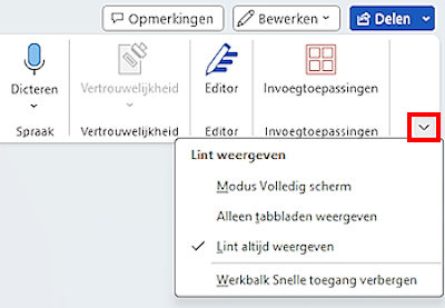 Lint weergave aanpassen